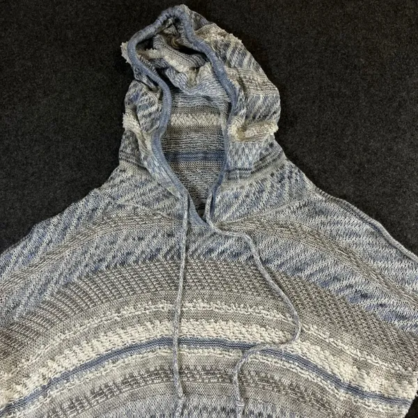 Abercrombie & Fitch Blue Striped Knit Hoodie Sweater XS/S Boho Pullover - Image 9