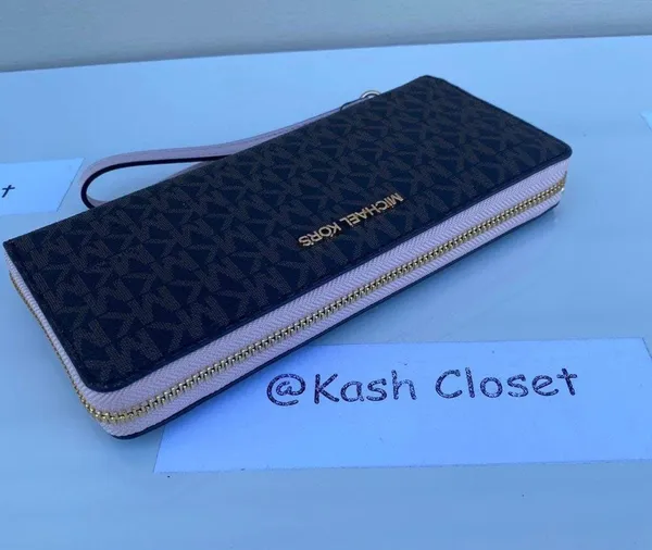 Michael Kors Powder BlushBrown Wristlet Travel Continental Large Wallet - Image 2