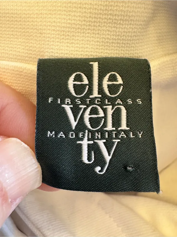 Eleventy Made In Italy hoodie white with gray trim‎ size small. Cotton. - Image 2