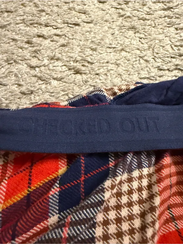 aerie Red Navy Plaid Flannel Skater Pajama Pants - size XL - Image 7