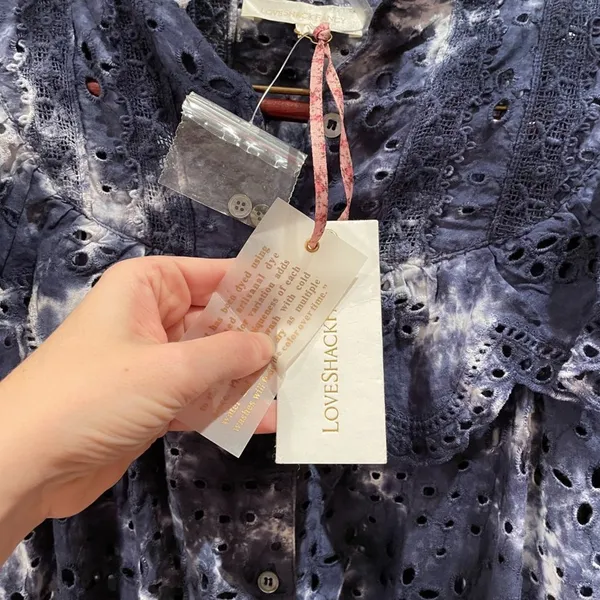 NEW LoveShackFancy Eyelet Lace Tie Dye Ruffle Dress - Image 6