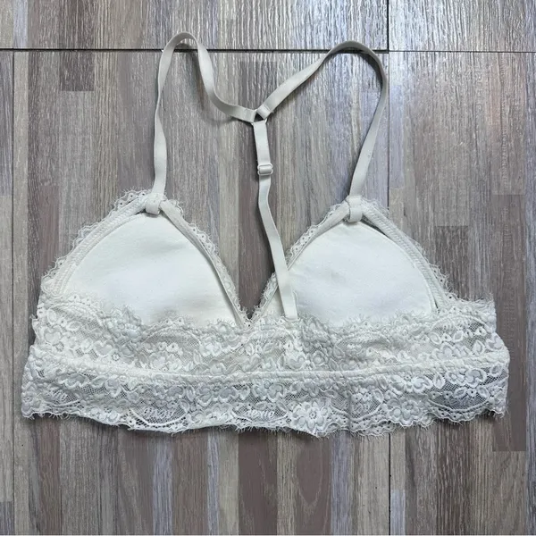 Aerie Lace Racerback Bralette in Creamy White Women’s Size Large - Image 6