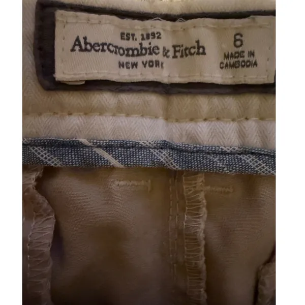 Y2K Abercrombie & Fitch Low Rise Shorts‎ Tan Moose Logo Casual Size 6 Old Money - Image 5