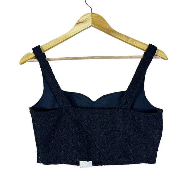 NWT Abercrombie & Fitch Boucle Tweed Corset Crop Top Black Chic Elegant Size S - Image 3