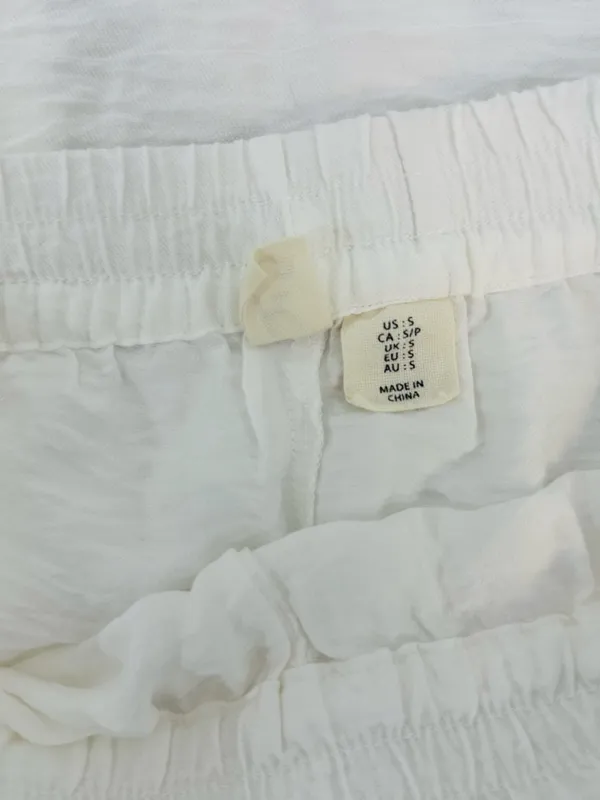 High-Rise White Wide-Leg Linen Blend Pants - Image 8