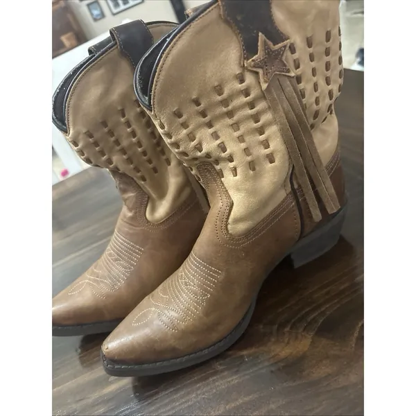 Laredo Women's Fringe Western Boot Snip Toe Brown Sz 8 Cowgirl Equestrian Rodeo - Image 3