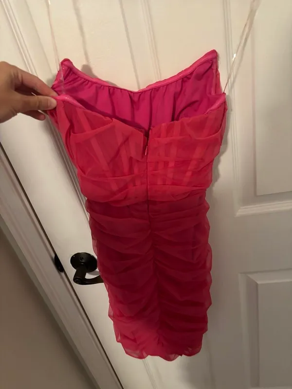 Revolve Superdown Sonya Bustier Mesh Strapless Dress in Pink - Image 4