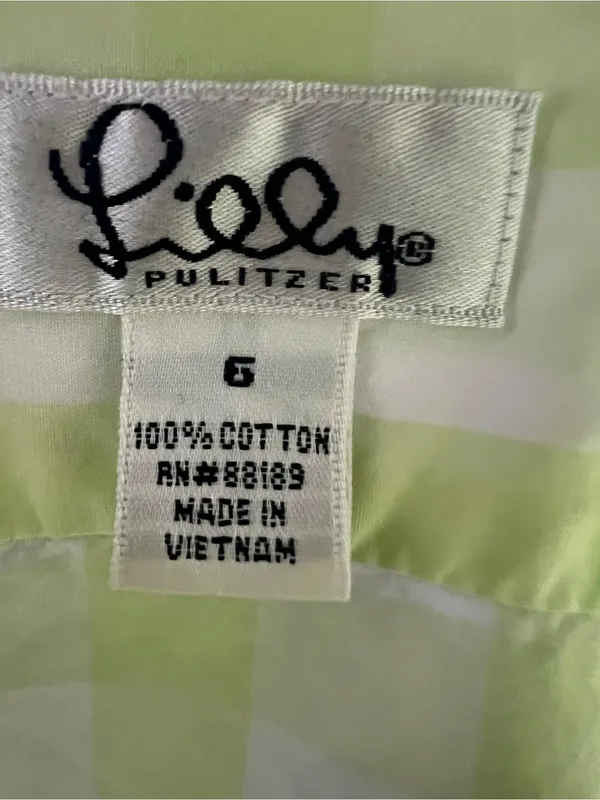 Vintage Lilly Pulitzer Gingham Green Button Up Shirt. Size 6 - Image 8