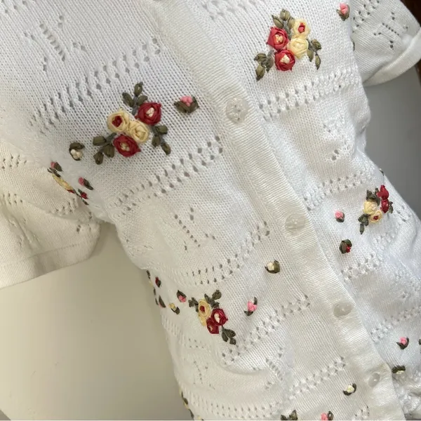 Vintage Northern Reflections Floral Embroidered Cardigan Cottagecore‎ Sweater M - Image 4