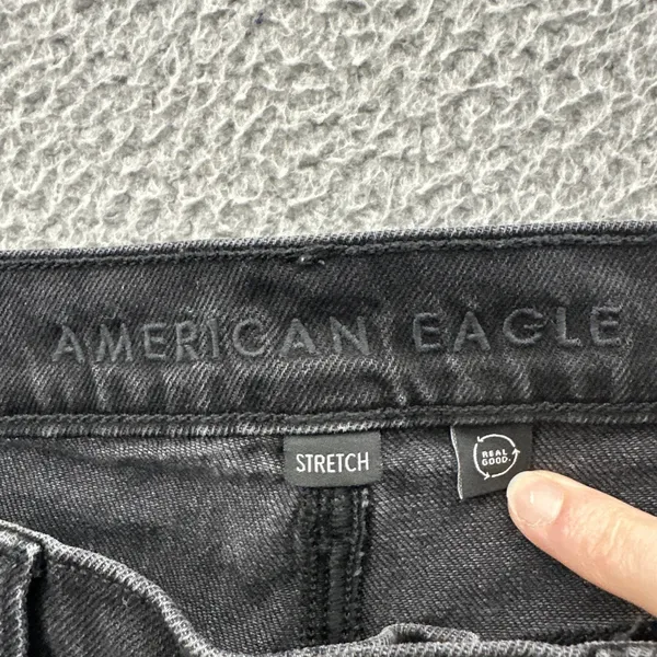 American Eagle Super High Rise Ankle Straight Jean‎ Black Boho Women's 4 x 27 - Image 3