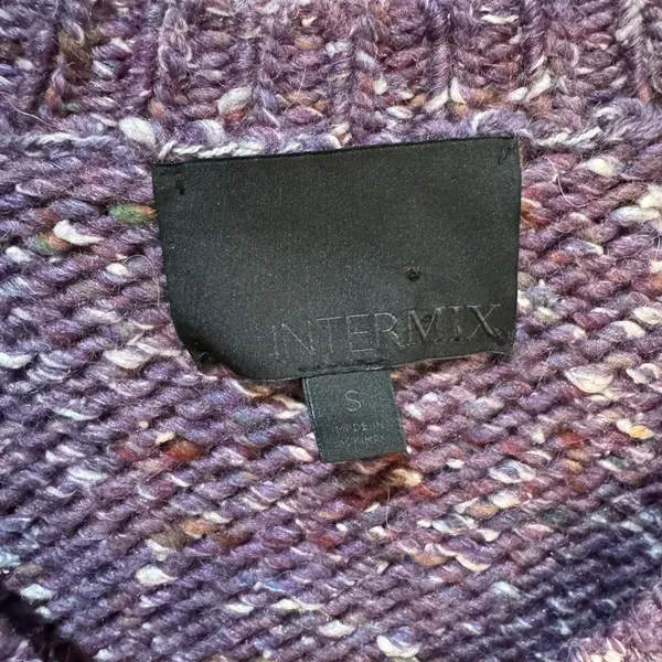Intermix Purple Marled Baby Alpaca Merino Wool‎ V-Neck Sweater sz Small - Image 5
