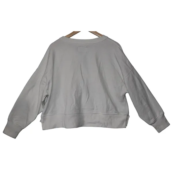 Abercrombie & Fitch Soft A&F White Fleece Button Down V-Neck Sweater Size Large - Image 2