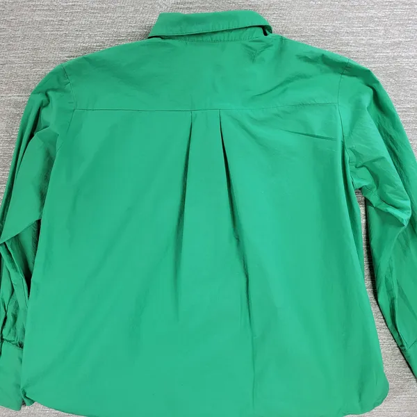 White Fox Short 2 Piece Set Womens S/M Green Button Up Oversized Top Pull On - Image 14