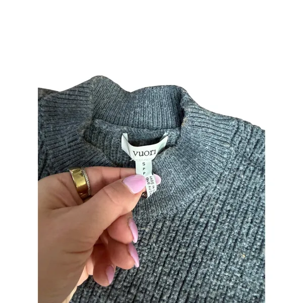 Vuori Womens Merino Wool Ribbed Mock Neck Sweater Heathered Gray Size Small - Image 3