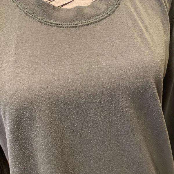 Old Navy Women’s Large Gray Olive Green Long Sleeve Hoodie Top Hooded T-Shirt - Image 2