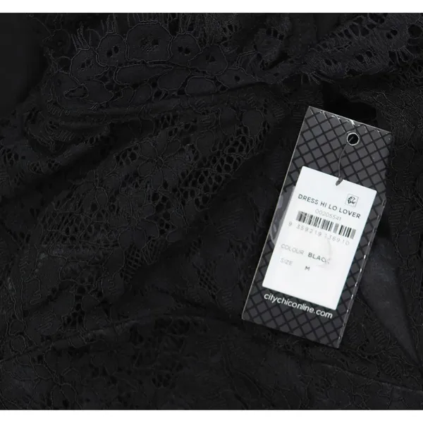 City Chic Womens Trendy Plus Size High-Low Keyhole Belted Lace Dress Black 18W - Image 4