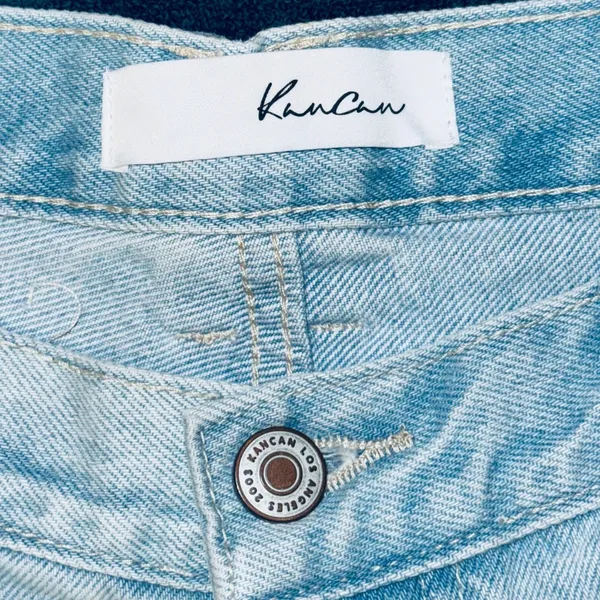 145‎ | NWT Kancan High Rise Distressed Paisley Denim Shorts Light Wash Womens XL - Image 4