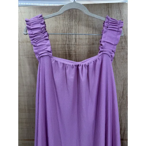VICI Lavender Textured Tie Back Ruffle Hem Maxi Dress Size Small Sundress - Image 5