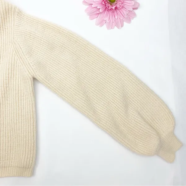 Petal + Pup Freddie Ribbed Knit Balloon Sleeve Turtleneck Sweater Ivory Cream - Image 11