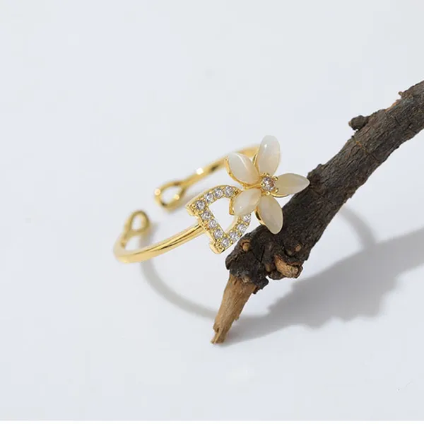 18K Gold Plated Adjustable Flower Ring for Women - Image 4