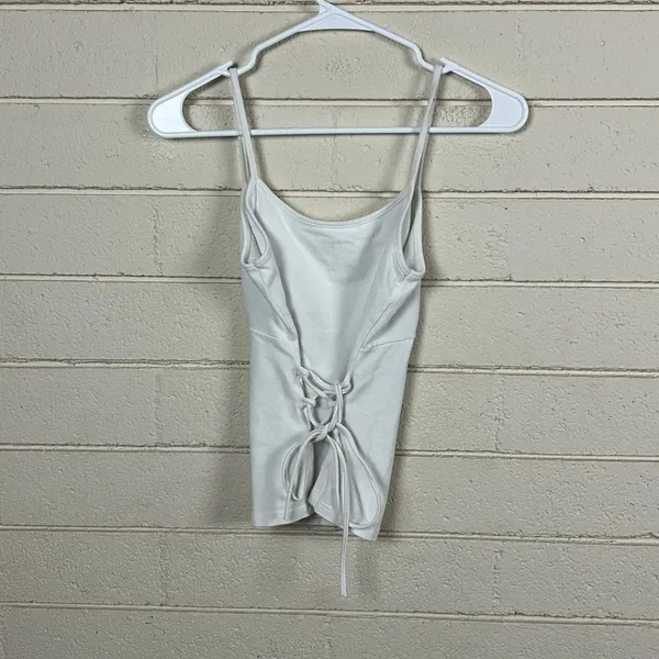 Brandy Melville John Galt White Lace Up Back Tank one size - Image 2