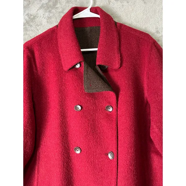 J.Jill Reversible Wool Alpaca Blend Jacket Cottagecore Equestrian Heritage Large Brown - Image 3