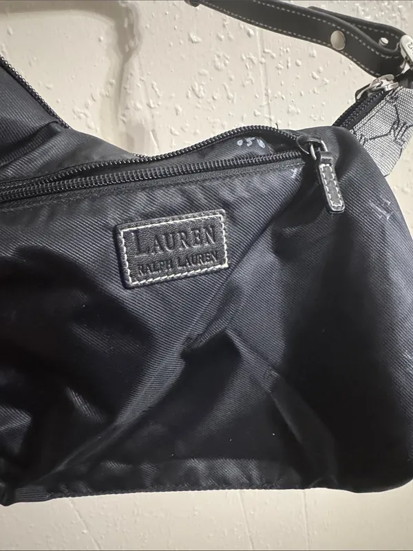 Ralph Lauren Gray Monogram Shoulder Bag with Black Trim - Image 2