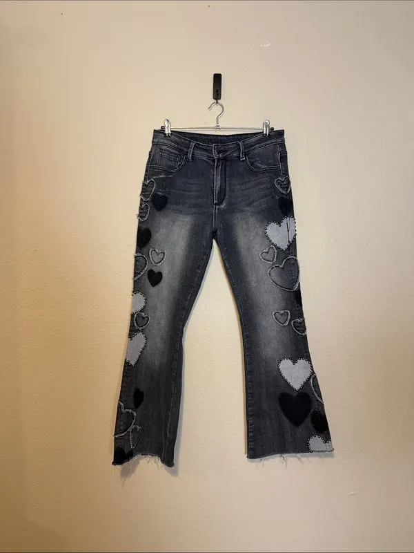 OLI & HALI Grommet HEART DENIM‎ JEANS Size Large - Image 4