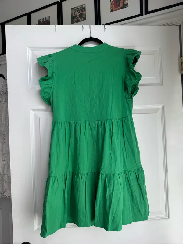 entro Bright Green Tiered V-Neck Mini Dress - Image 2