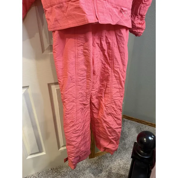 Vintage 80s-90s Skitique Pink/Orange Jacket And Ski Bib - Image 3