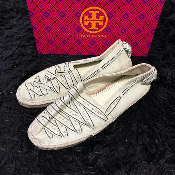 Tory Burch TB Tory ribbon espadrille flats slip on shoes - Image 7