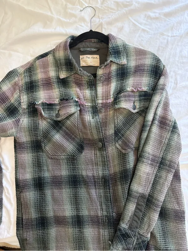 Free People | We The Free Anneli 100% cotton Plaid Shirt Jacket - Image 4