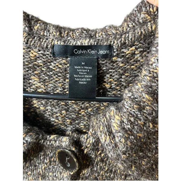 Calvin Klein Jeans‎ Brown Long Line Cardigan Sweater Dress Size M - Image 6