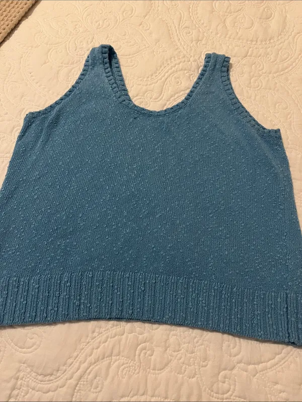 LOFT Sky Blue Scoop Neck Knit Tank - Image 3
