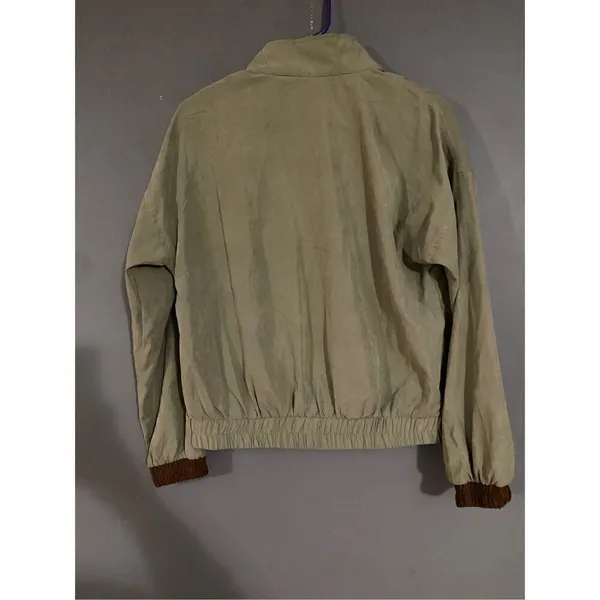 Mine Corduroy Patched Windbreaker Bomber Jacket Size Medium Green - Image 6