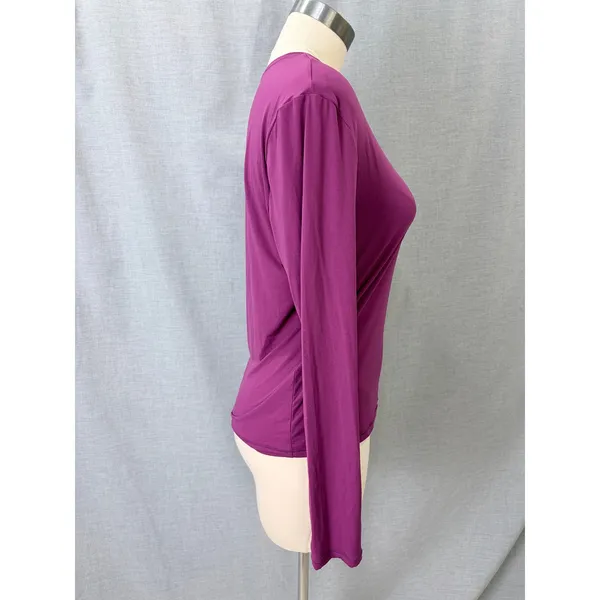 Yitty Long Sleeve Top L Magenta Purple Crew Neck Stretch Layering Tee - Image 5