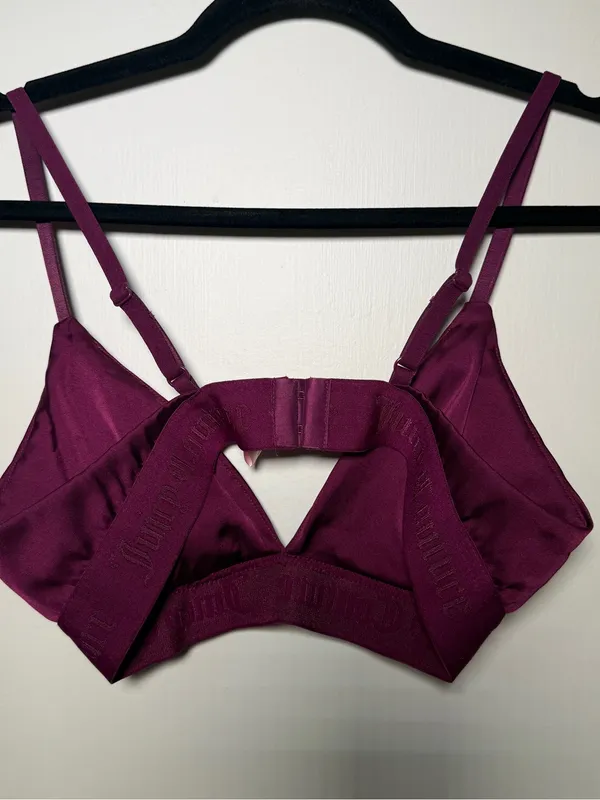 Juicy Couture Sleepwear Plum Wireless Bralette with Elastic Logo Band Medium - Image 5