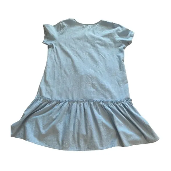 Light Blue Cotton Button Down Ruffled Hem Dress XXL - Image 13