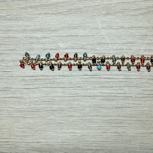Unbranded Dainty Multi Color‎ Beaded Gold Tone Chain Choker Necklace OS Boho - Image 3