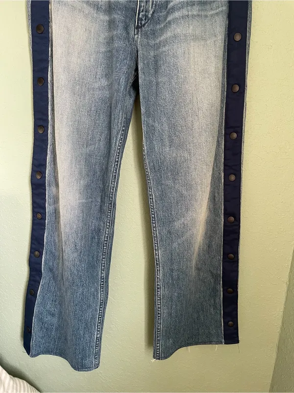 3x1 Joy Snap Away Jean Size 26 Riva Medium Wash Button Snaps Wide Leg - Image 10