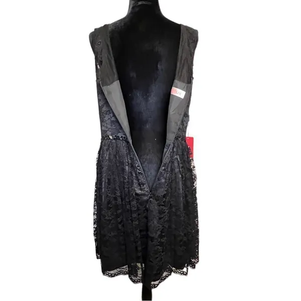 NWT JJs House Black Lace Floral Overlay V-Neck Sleeveless Beaded A-Line Dress 14 - Image 6