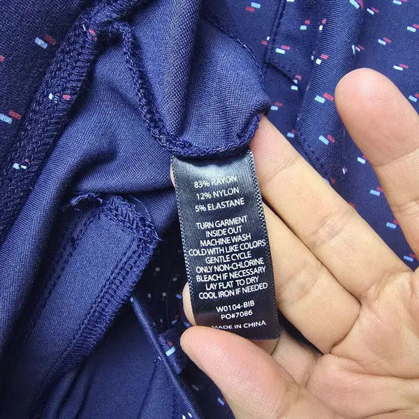 Betabrand Dress Pant Yoga Pants Navy‎ Blue Dash Print Straight Leg Size M Long - Image 6