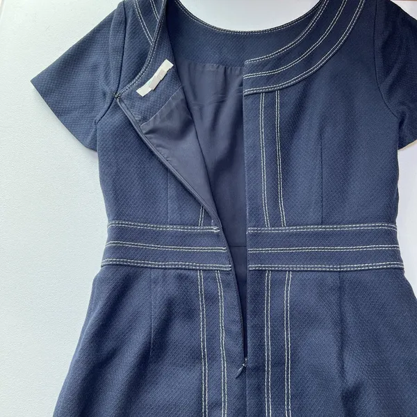 Boden Kitty Sheath Textured Midi Dress Size U.S. 2R UK 6R‎ Navy - Image 6