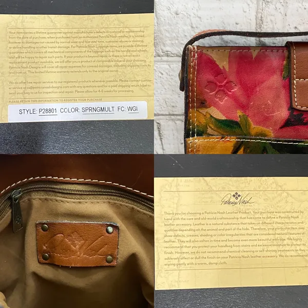 PATRICIA NASH Venezia Pouch Crossbody Spring Multi Floral Leather Crossbody Bag - Image 15