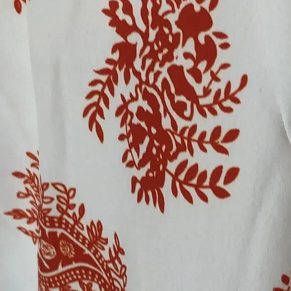Paisley Print Long Balloon Sleeve Blouse Large Orange - Image 3