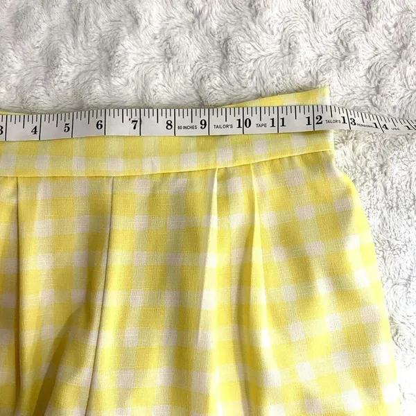 Anthropologie Hutch Yellow Gingham Pleated High Rise Preppy Dressy Shorts 2 - Image 7