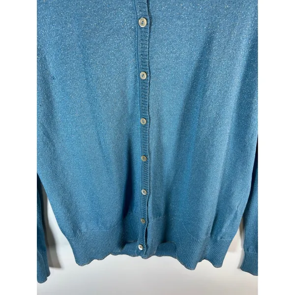 Brooks Brothers Womens Metallic Blue Cardigan and Shell Sweater Set 2 Piece Fair - Image 6