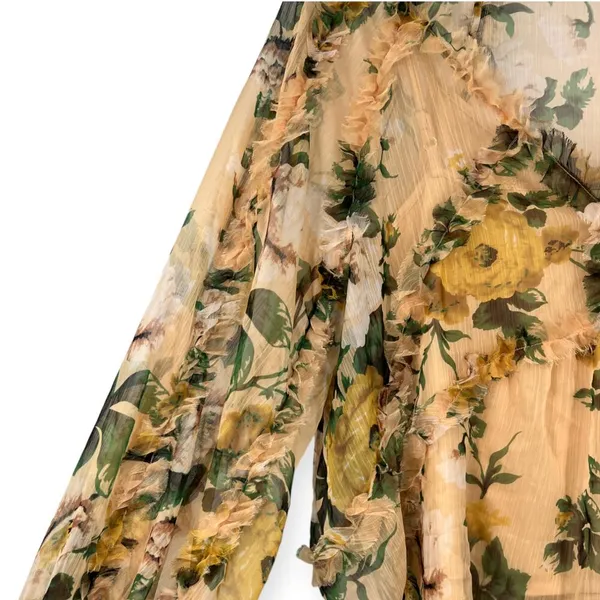 Anthropologie O.P.T | L| Rhea Top Floral Long Sleeves Sheer Chiffon Blouse Ruff - Image 3