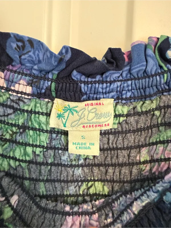 J.Crew Beachwear Smocked tie-shoulder dress in retro floral Size Small - Image 4
