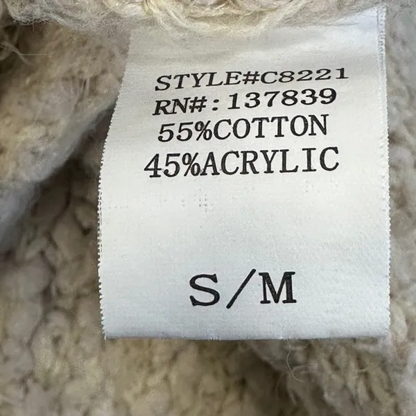 Altar'd State Sweater Womens S/M Beige Oversized Boucle Knit V-Neck Slouchy - Image 5